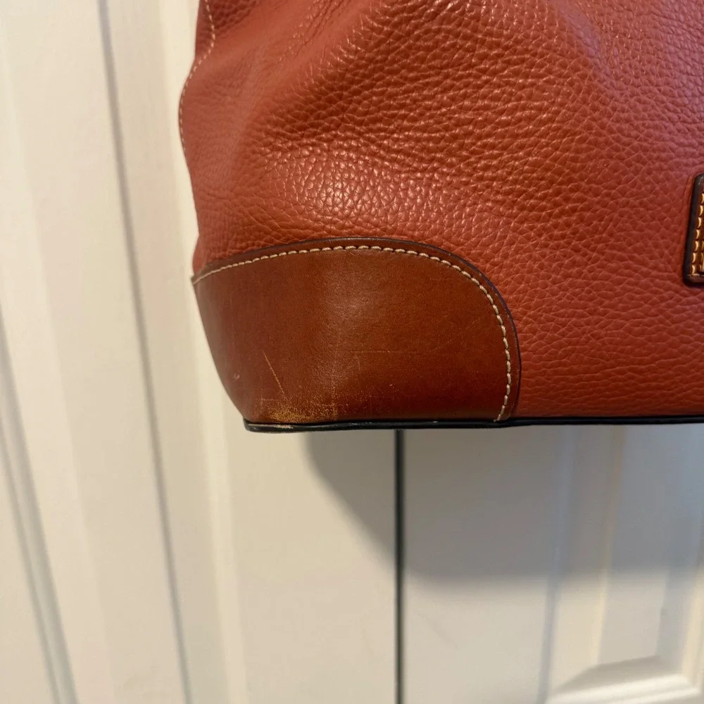 RARE Dooney Bourke Satchel Handbag Pebble Grain Leather Brenna Saddle Purse Bag